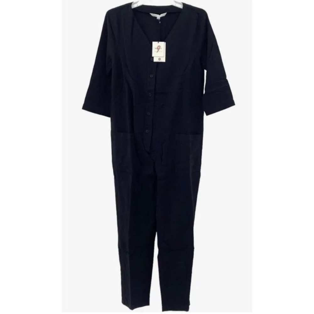 The Nines By Hatch 3/4 Sleeve Button Up Black Jum… - image 5
